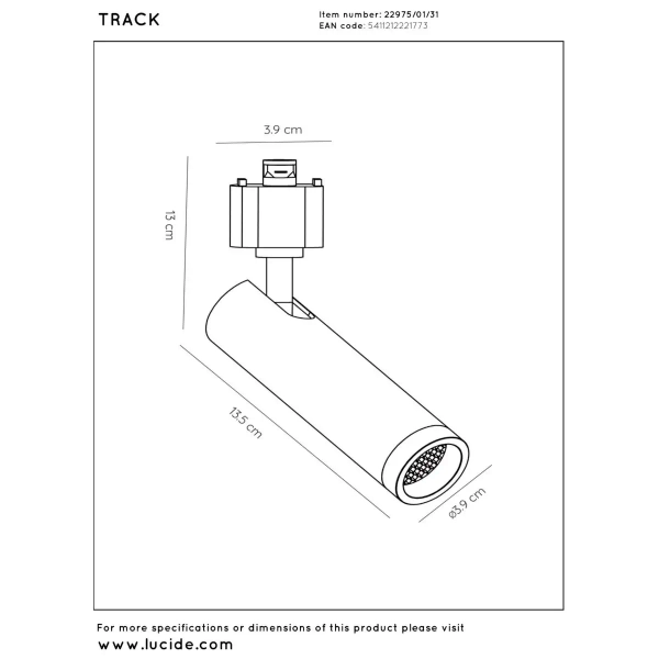 Szynowa lampa jednofazowa Track 22975/01/31 do jadalni tuba biała