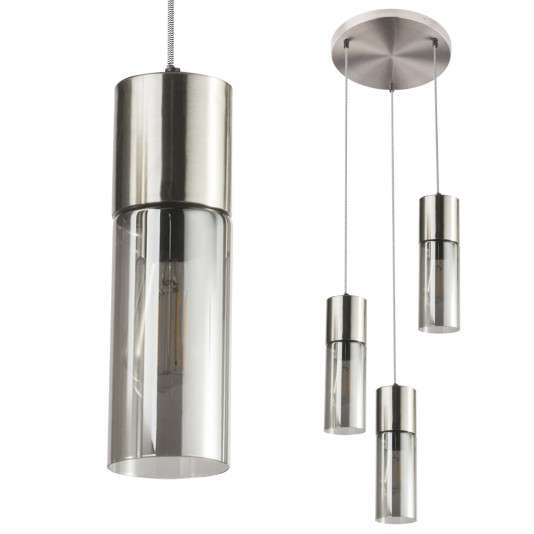 Loftowa LAMPA wisząca ANNIKA 21000-3HN Globo kaskada OPRAWA szklana ZWIS tuby nikiel matowy przydymione