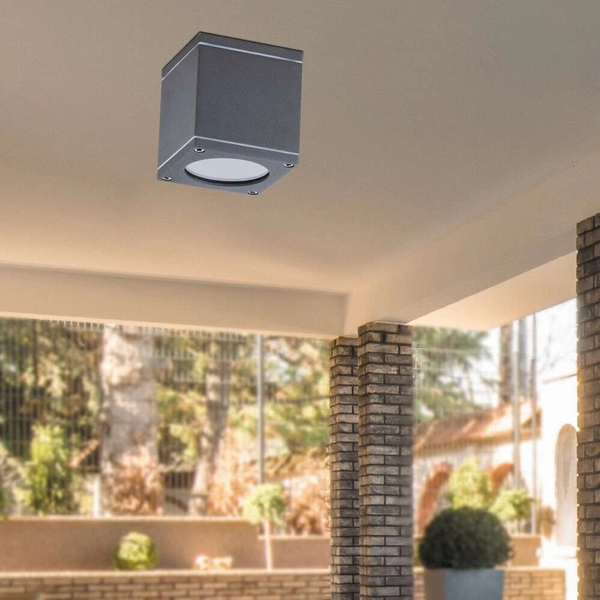 Zewnętrzna LAMPA sufitowa AKRON 8149 Rabalux kwadratowa OPRAWA elewacyjna downlight kostka IP54 grafitowa
