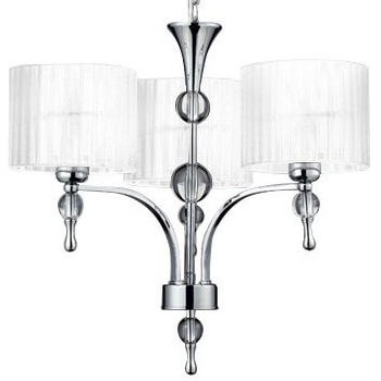 Abażurowa lampa wisząca Impress do salonu biała chrom