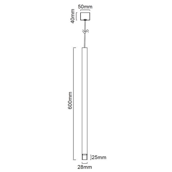 Metalowa lampa wisząca Q I tuba pojedyncza czarna nad wyspę