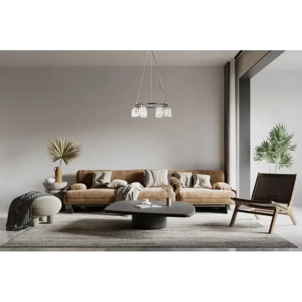 Lampa wisząca nad stół Simona PND-40814-6-BK-HBR czarny złoty przezroczysty