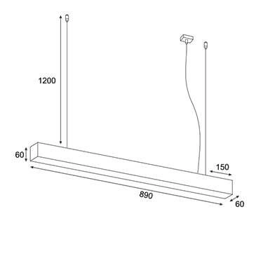 Zwisająca lampa Lupinus 5115002103-1 Elkim LED 12W 3000K listwa czarna