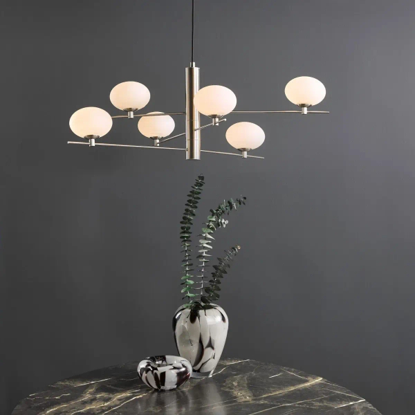 Wisząca lampa kulista Jasper JAS0646 kule do jadalni nikiel biała