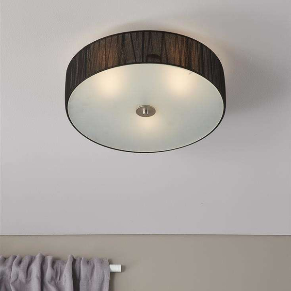 Sufitowa LAMPA abażurowa BYSKE 104884 Markslojd okrągła OPRAWA plafon czarny biały