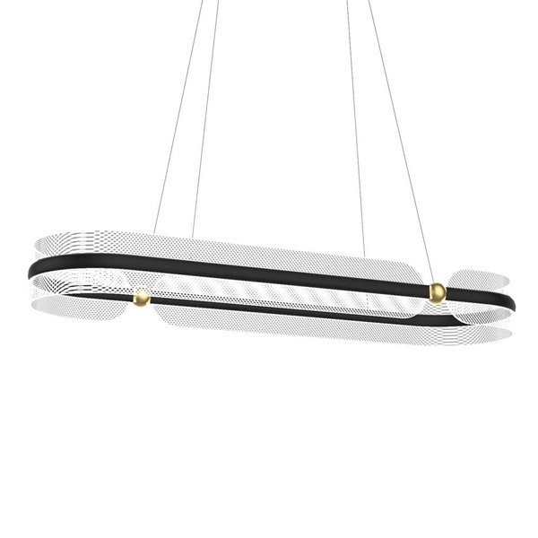 Owalna lampa zwisająca Sopla PND-63728-56W-3K-BK-GD Italux LED 56W 3000K czarna złota