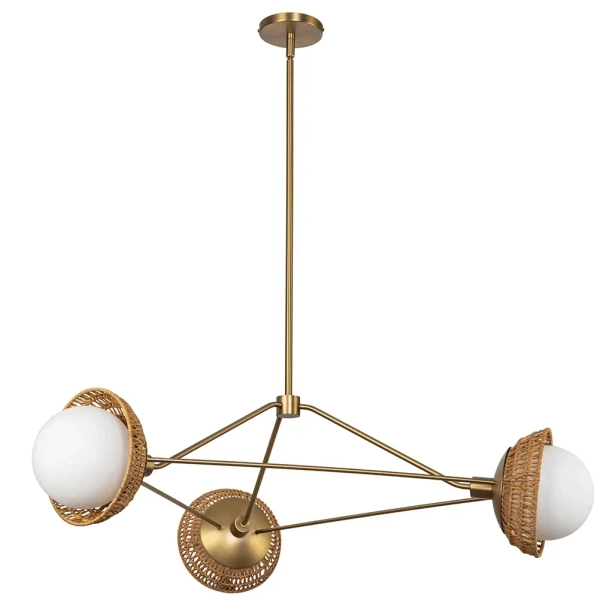Ekologiczny żyrandol Perth ALM-PERTH3-GD do jadalni rattan złoty