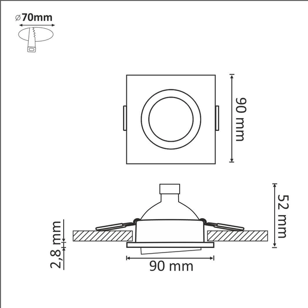 Kwadratowe lampy wpustowe Olin zestaw 3 opraw białych