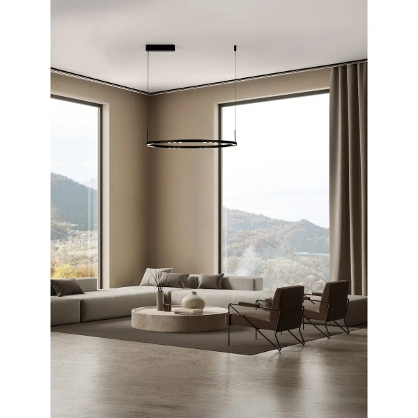 Okrągła lampa wisząca CARENSO LE45407 LED 46W 3000K pierścieniowa czarna