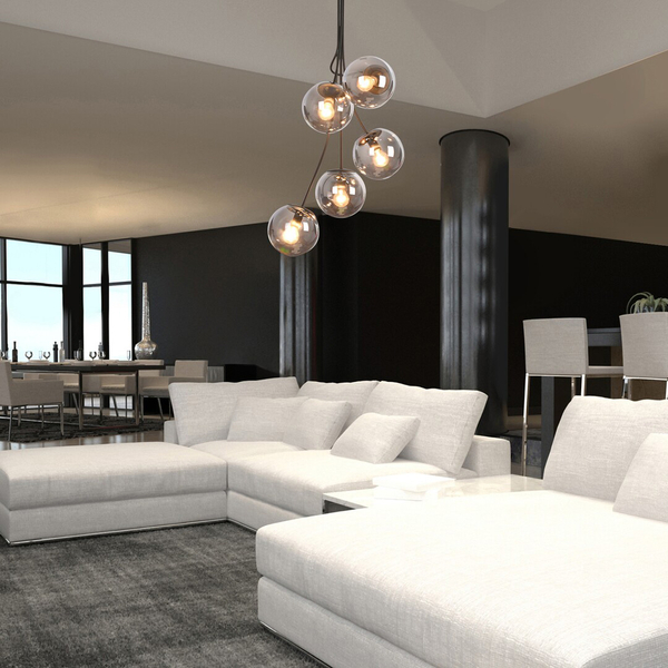 Loftowa lampa wisząca Glory 3508 przydymione molekuły kule nad łóżko