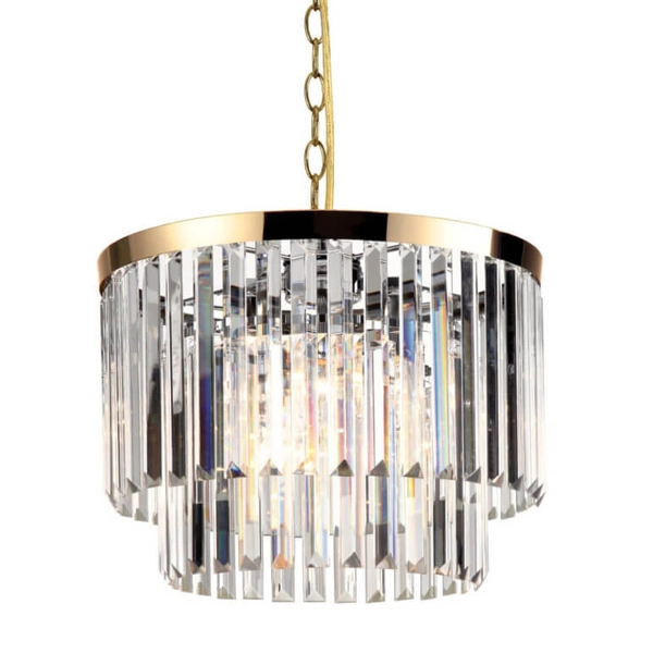Lampa wisząca VETRO LP-2910/5P AGD Light prestige kryształowa zwis na łańcuchu crystal glamour złoty przezroczysty