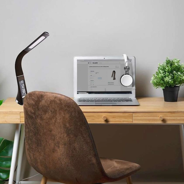 Biurkowa LAMPKA stojąca GALA ML139 Milagro stołowa LAMPA metalowa LED 6W 3000K z zegarkiem brązowa