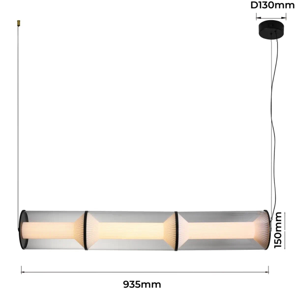 Podłużna wisząca lampa Aeris LP-2137/3L TR LED 40W CCT przezroczysta