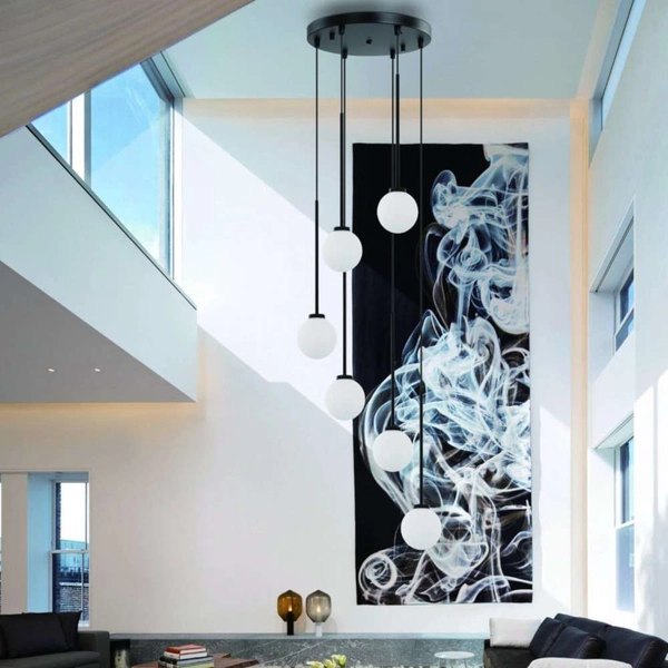 Wisząca LAMPA okrągła Ota I Orlicki Design loftowa OPRAWA szklana kula ZWIS ball biały czarny