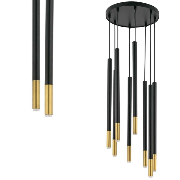 LAMPA wisząca SOPEL DUE 33239 Sigma metalowa OPRAWA modernistyczna ZWIS kaskada tuby sople czarne złote