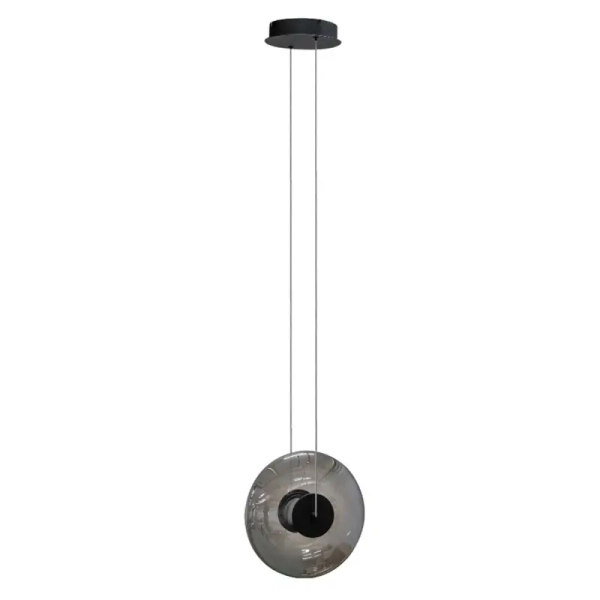 Szklana lampa wisząca ANDORA przydymiona czarna LED 12W 3000K szklana barwa ciepła AZ6883