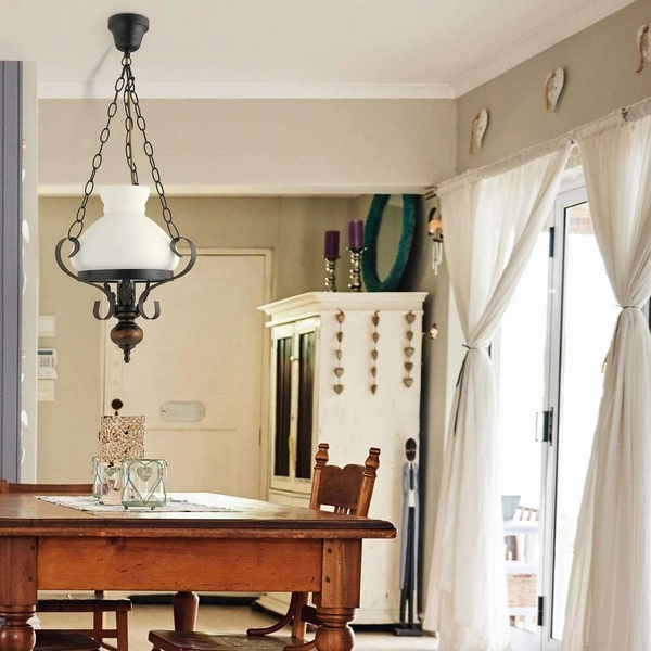 Rustykalna LAMPA wisząca PETRONEL 7076 Rabalux stylizowany zwis OPRAWA drewno orzech biała rustic