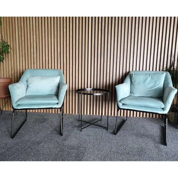 Fotel welur Fluence 25073-m Moos Home na stelażu metalowym miętowy