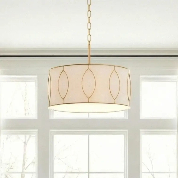 Łańcuchowa lampa wisząca modernistyczna NORFOLK złoty mat E27 4p sypialnia P04576AM-WH