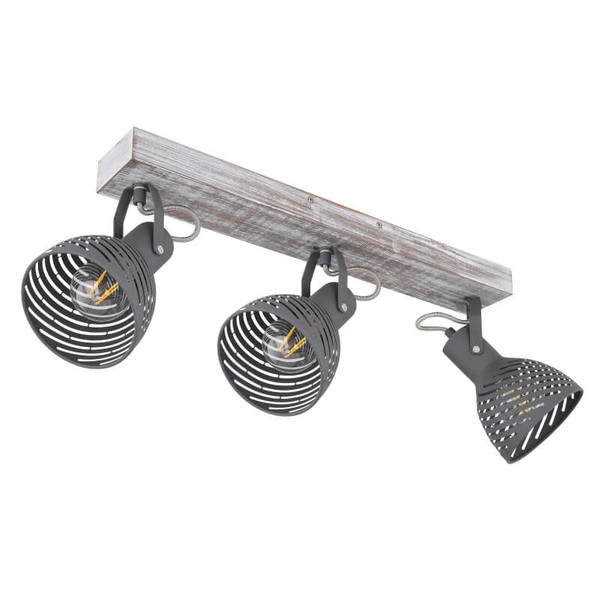 Potrójna lampa sufitowa Mori 54661-3 regulowana drewniana szara