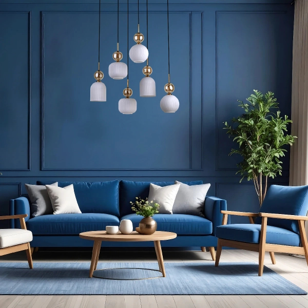 Nowoczesna wisząca lampa Sophia Cognac do salonu biały czarny