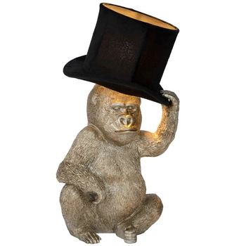 Dekoracyjna LAMPKA stojąca GUST 10503/81/30 Lucide abażurowa LAMPA stołowa goryl czarny złoty