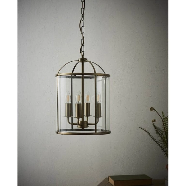 Lampa wisząca szklana kopuła antyczny mosiądz Lambeth OUTLET