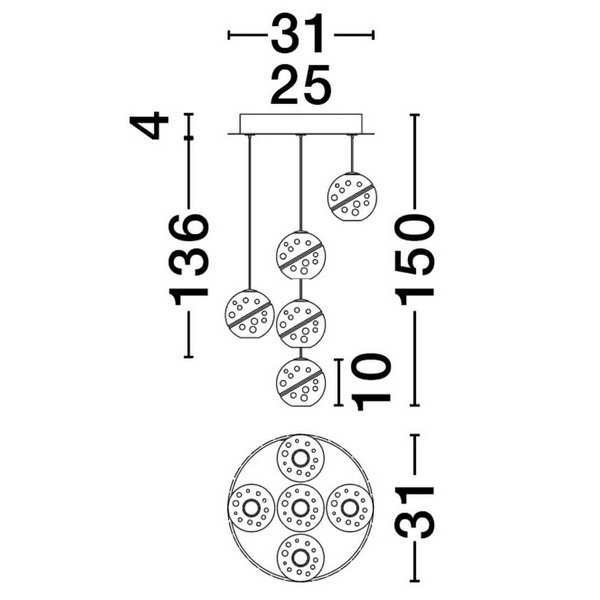 Lampa ścienna CUYO LE44212 LED 16W 3000K kaskadowa złota przezroczysta