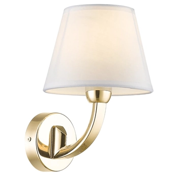 Klasyczny kinkiet Atlanta w01964au Cosmolight metal tkanina złoty biały