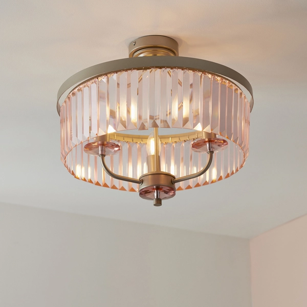 Sufitowa lampa glamour L&-191943 Light& szkło różowe szampańska