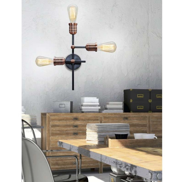 Plafon KIRIMU 33-66893 industrialna żarówki bulbs sticks loft czarna