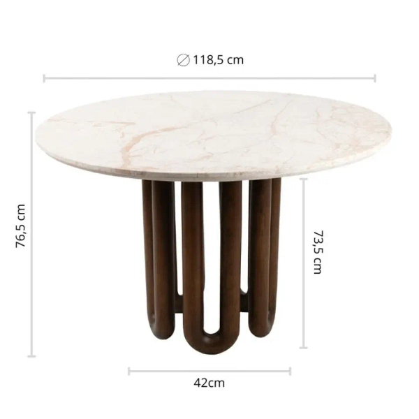 Brązowy stół CELTA MM001501100415 z drewna mango okrągły 118cm