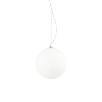 Sypialniana wisząca lampa Mapa biała szklana 1xE27 42W okrągła do jadalni 9087