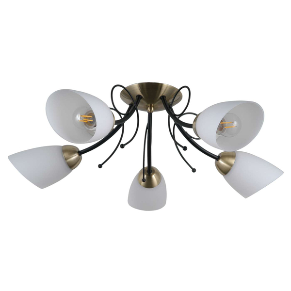 LAMPA sufitowa CRISTINA PND-6706-5 Italux szklana OPRAWA plafon klasyczny czarny brąz biały