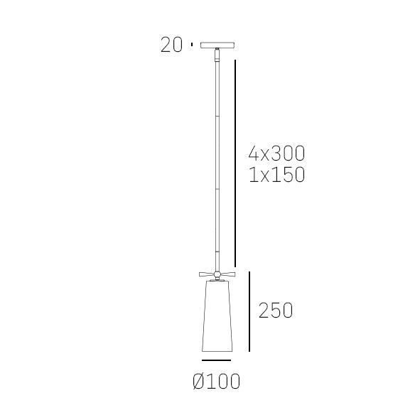 Wisząca lampa tuba Bow P01121BK Cosmolight czarny biały