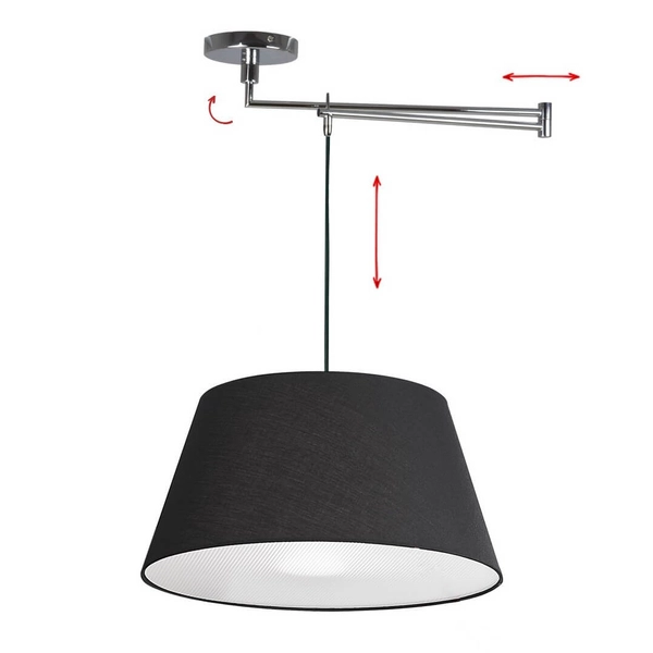 Abażurowa lampa wisząca zestaw Natalia AZ1924+AZ2590 chrom czarna