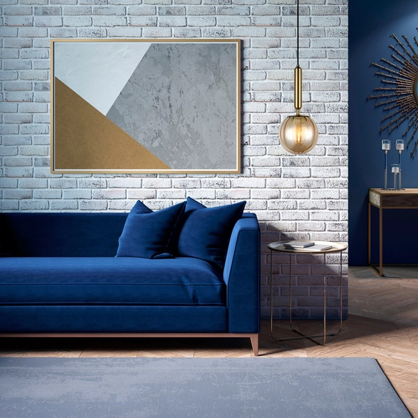 LAMPA wisząca RAVENA PND-2324-1 BRO+AMB Italux loftowa OPRAWA szklana kula ZWIS ball mosiądz bursztynowa