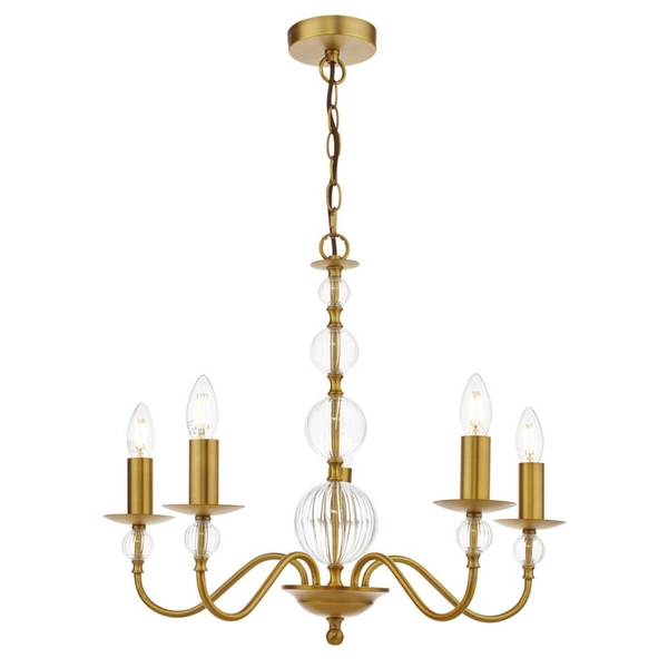 Zwisający żyrandol Wrest WRE0545-EH Dar Lighting regulowany świecznikowy mosiężny