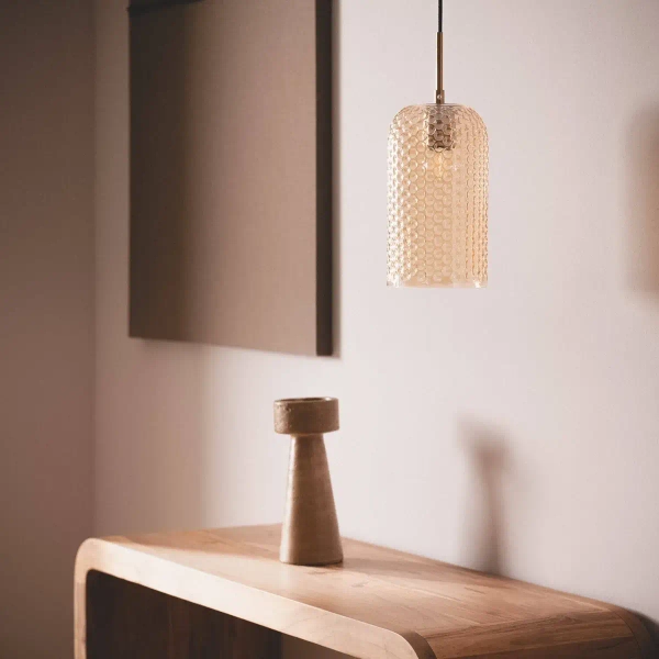 Wisząca szklana lampa Slendore ABR-LWS-A-SLN do sypialni bursztynowa