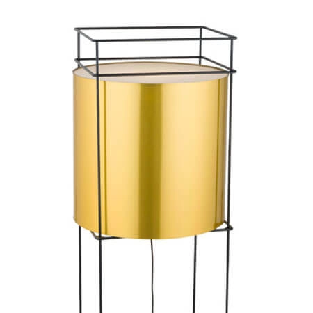 Podłużna lampa stojąca PAA 9533 Dohar tkaninowa mosiądz czarna