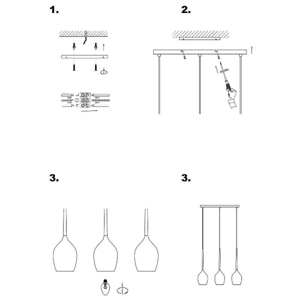 Wisząca lampa nad wyspę SALUT 106808 Markslojd szklane białe klosze czarna