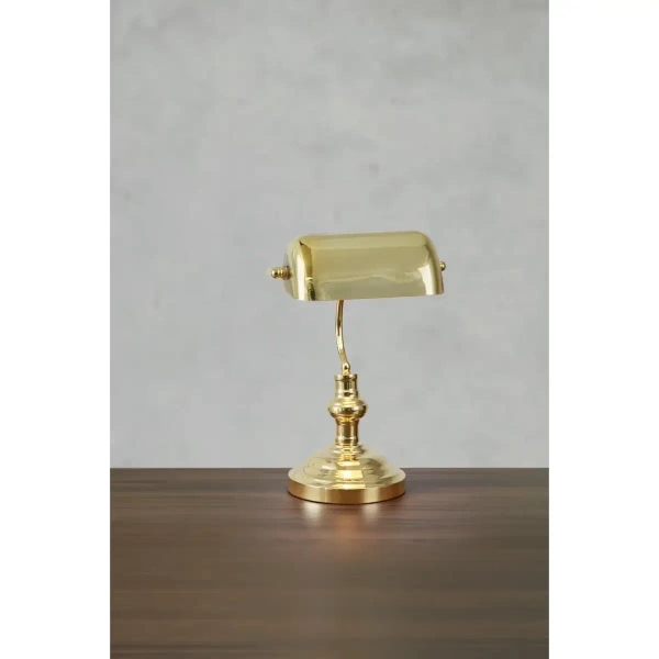 Regulowana lampa stołowa Bankers 108977 bankierka do gabinetu mosiądz