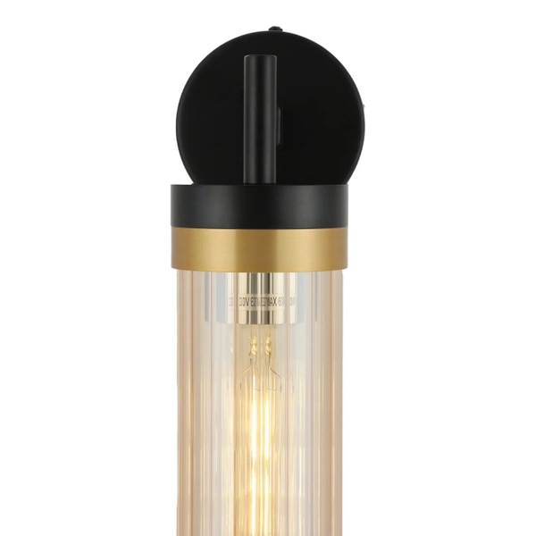 Ścienny kinkiet Malika WL0123-1 Yaskr szklana tuba miodowy czarny złoty