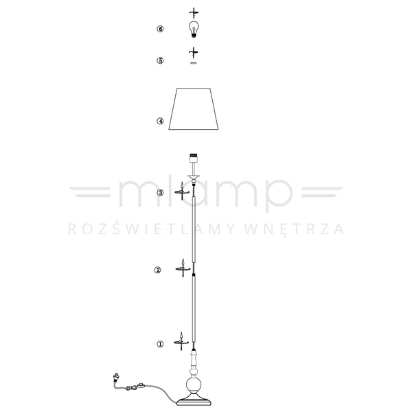 Klasyczna LAMPA podłogowa IMPERIA 106322 Markslojd abażurowa OPRAWA stojąca mosiądz biała