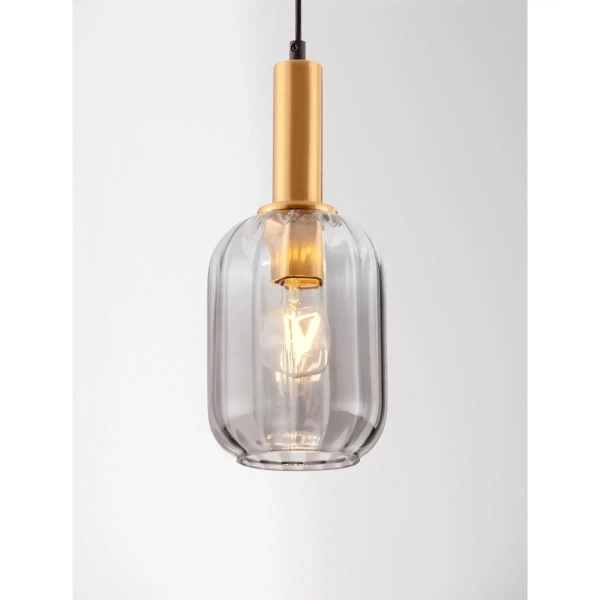 Zaokrąglona wisząca lampa QUERISA LE45215 do salonu złota