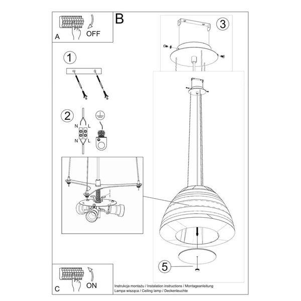 Abażurowa lampa wisząca SL.0733 biała plisowana do gabinetu