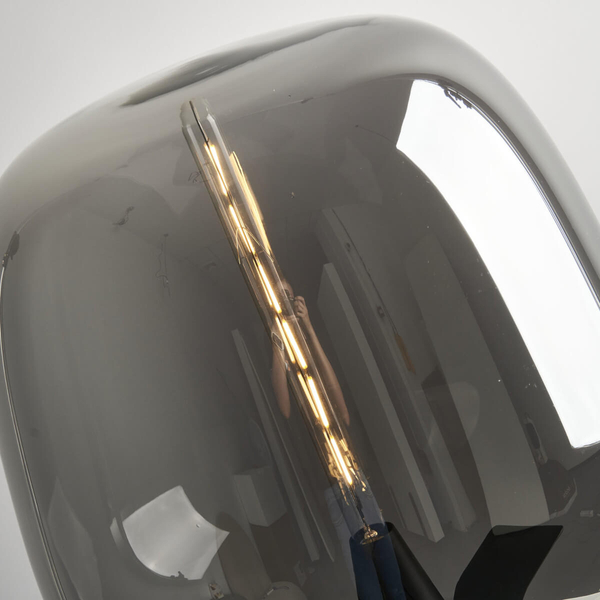 Stołowa lampka przydymiona FATA ST-7278-S BLACK bańka do sypialni czarny