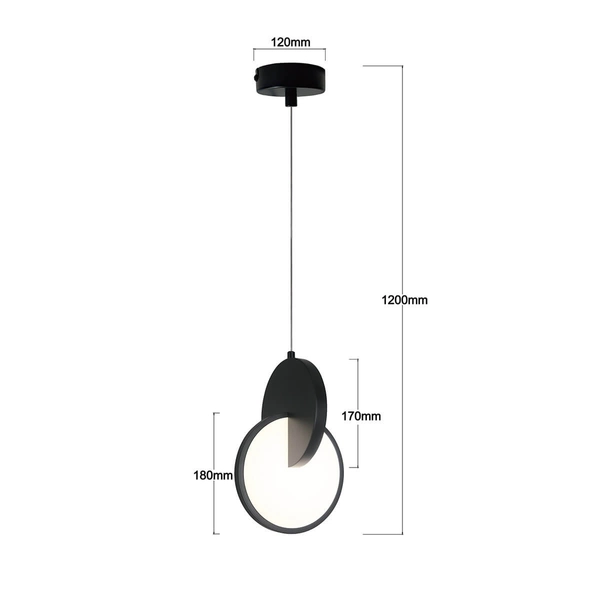 Okrągła lampa wisząca Circlo LP-1311/1P BK LED 8W 3000-6000K czarny biały