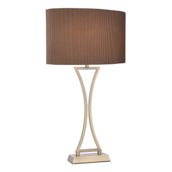 Stołowa lampa do salonu Oporto OPO4175 z abażurem brązowy mosiądz