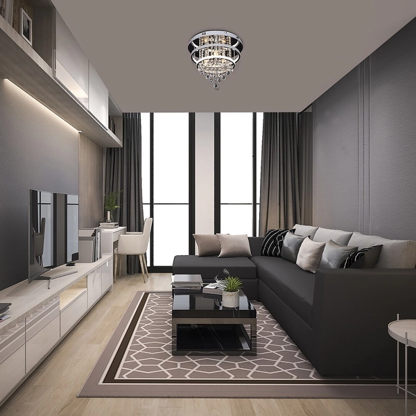 Sufitowa lampa sypialniana Pallas rings LED 32W 4000 chrom biała